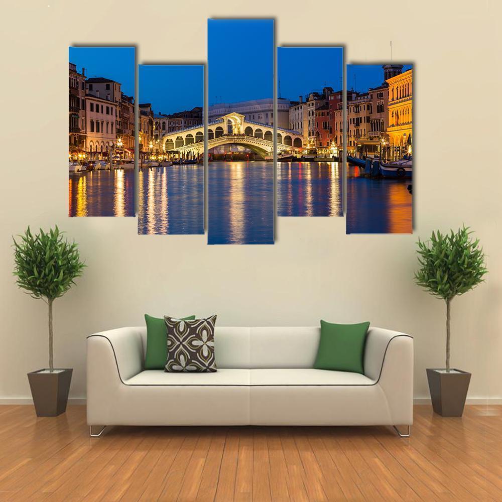 Rialto Bridge Italy Canvas Wall Art-5 Pop-Gallery Wrap-47" x 32"-Tiaracle