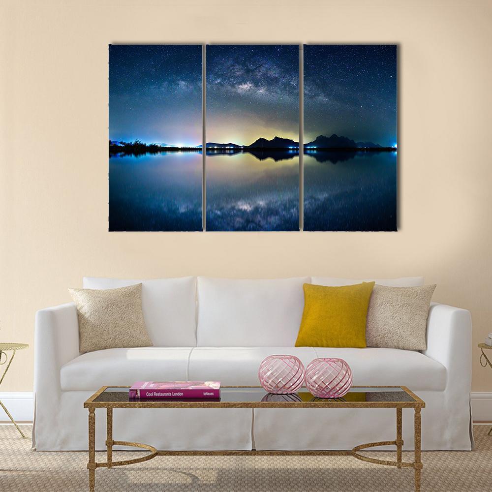 Night Sky With Stars Canvas Wall Art-3 Horizontal-Gallery Wrap-37" x 24"-Tiaracle