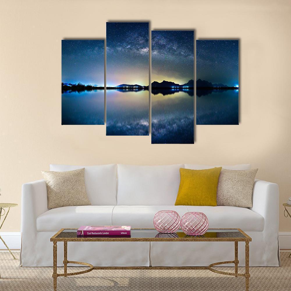 Night Sky With Stars Canvas Wall Art-4 Pop-Gallery Wrap-50" x 32"-Tiaracle
