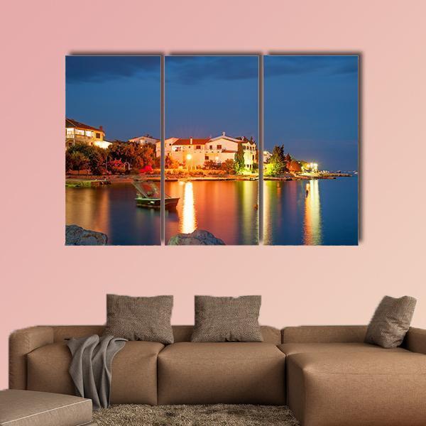 Simuni Village At Night Canvas Wall Art-3 Horizontal-Gallery Wrap-37" x 24"-Tiaracle