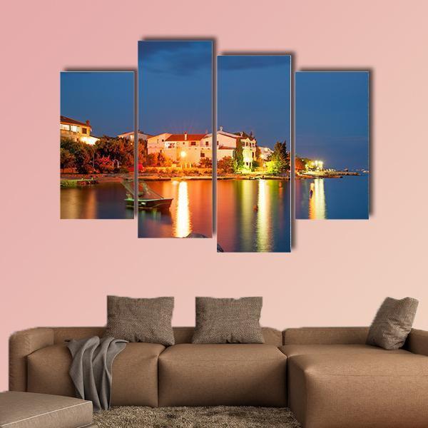 Simuni Village At Night Canvas Wall Art-4 Pop-Gallery Wrap-50" x 32"-Tiaracle