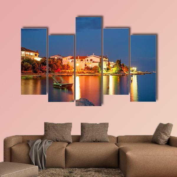 Simuni Village At Night Canvas Wall Art-5 Pop-Gallery Wrap-47" x 32"-Tiaracle