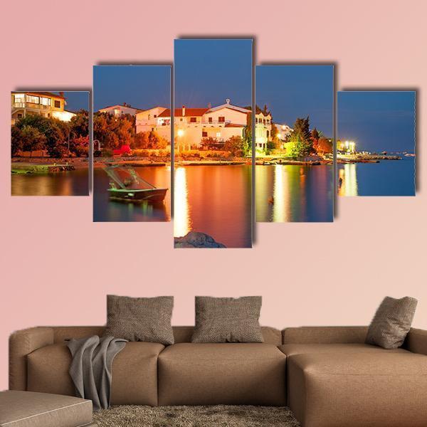 Simuni Village At Night Canvas Wall Art-5 Star-Gallery Wrap-62" x 32"-Tiaracle