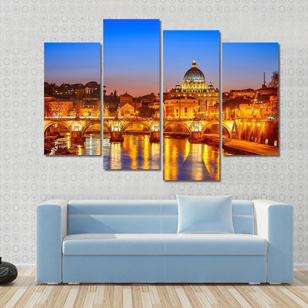St Peter's Cathedral At Night Canvas Wall Art-4 Pop-Gallery Wrap-50" x 32"-Tiaracle