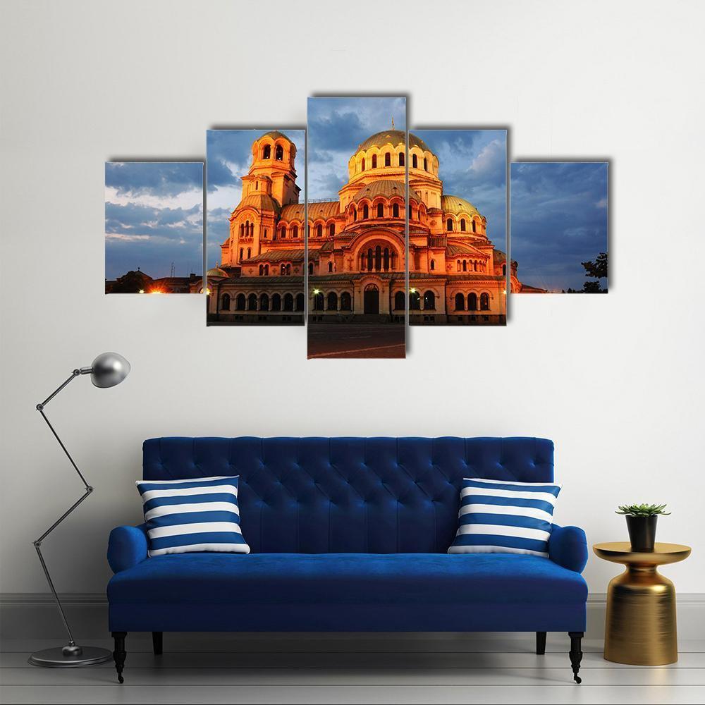 Alexander Nevsky Cathedral Canvas Wall Art-5 Star-Gallery Wrap-62" x 32"-Tiaracle