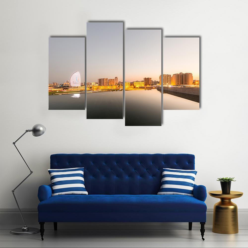 Baku Azerbaijan During Sunset Canvas Wall Art-4 Pop-Gallery Wrap-50" x 32"-Tiaracle