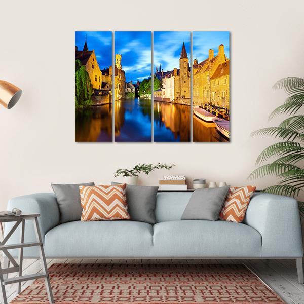 Canal In Bruges Canvas Wall Art-4 Horizontal-Gallery Wrap-34" x 24"-Tiaracle