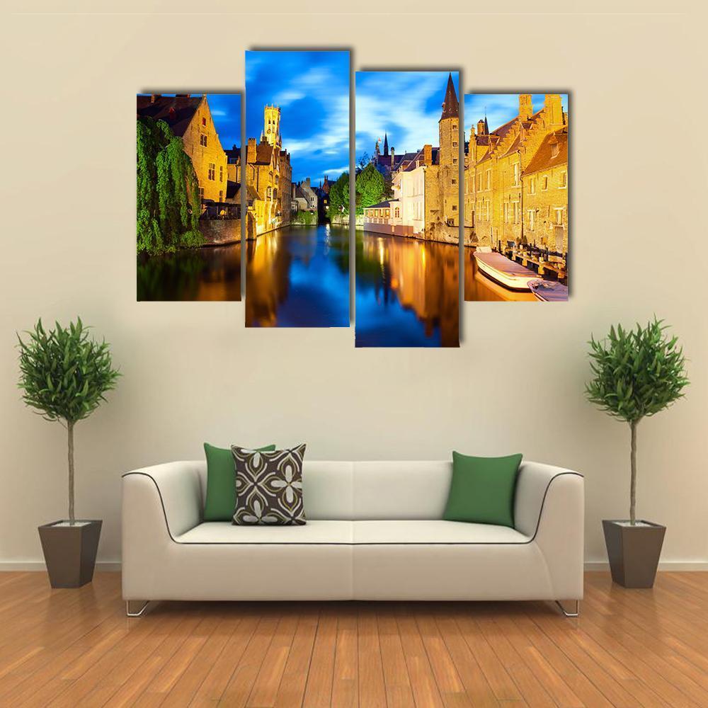 Canal In Bruges Canvas Wall Art-4 Pop-Gallery Wrap-50" x 32"-Tiaracle
