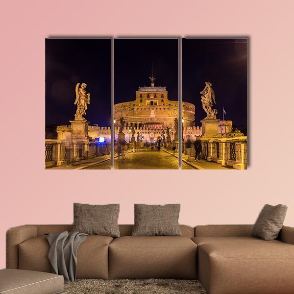 Castel Sant'Angelo Rome Canvas Wall Art-3 Horizontal-Gallery Wrap-37" x 24"-Tiaracle