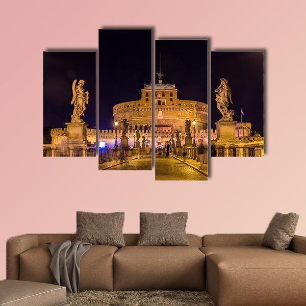 Castel Sant'Angelo Rome Canvas Wall Art-4 Pop-Gallery Wrap-50" x 32"-Tiaracle