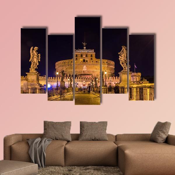 Castel Sant'Angelo Rome Canvas Wall Art-5 Pop-Gallery Wrap-47" x 32"-Tiaracle