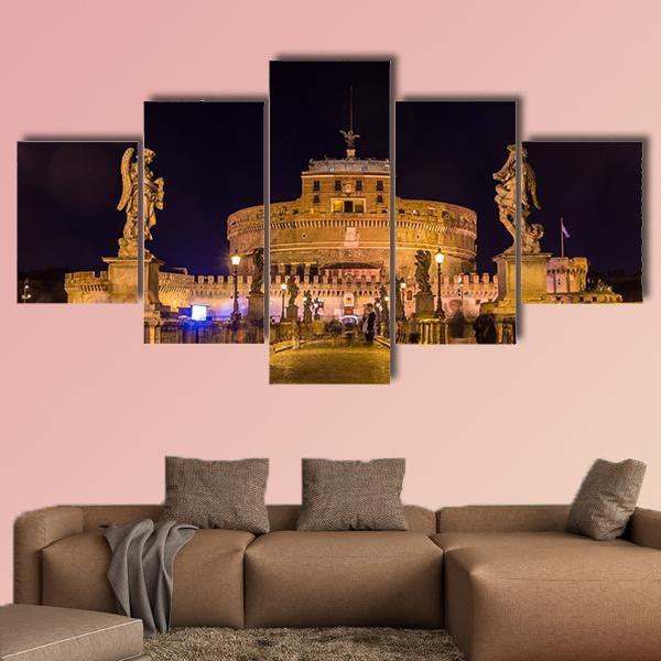 Castel Sant'Angelo Rome Canvas Wall Art-5 Pop-Gallery Wrap-47" x 32"-Tiaracle