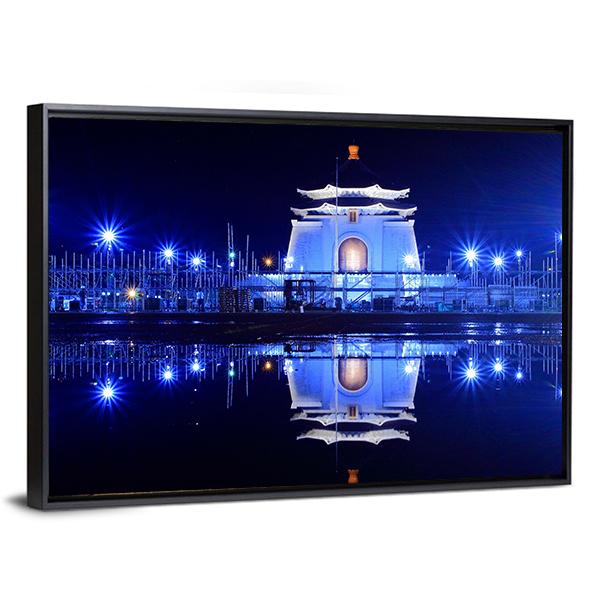 Night View Of Chiang Kai Shek Memorial Hall Canvas Wall Art-3 Horizontal-Gallery Wrap-25" x 16"-Tiaracle