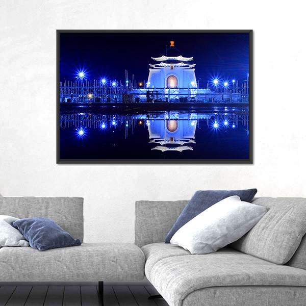 Night View Of Chiang Kai Shek Memorial Hall Canvas Wall Art-3 Horizontal-Gallery Wrap-25" x 16"-Tiaracle