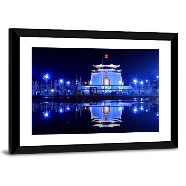 Night View Of Chiang Kai Shek Memorial Hall Canvas Wall Art-3 Horizontal-Gallery Wrap-25" x 16"-Tiaracle