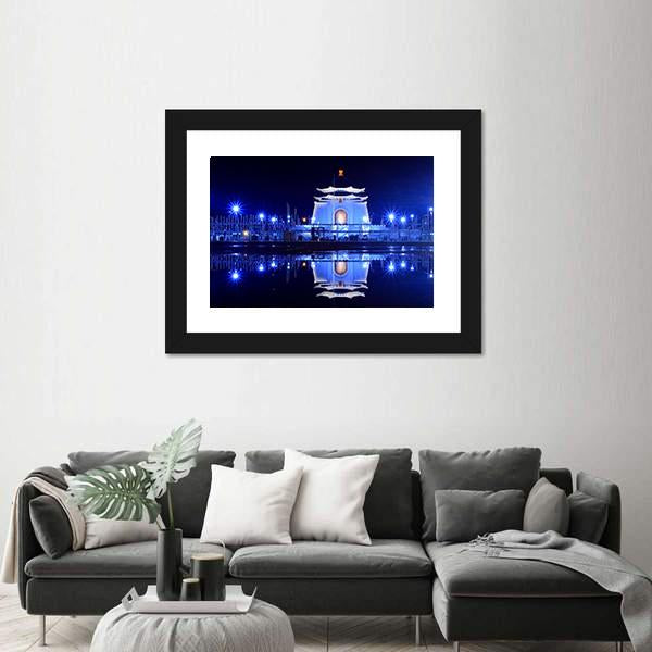 Night View Of Chiang Kai Shek Memorial Hall Canvas Wall Art-3 Horizontal-Gallery Wrap-25" x 16"-Tiaracle