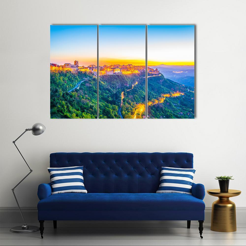 Enna Town In Sicily Canvas Wall Art-3 Horizontal-Gallery Wrap-37" x 24"-Tiaracle