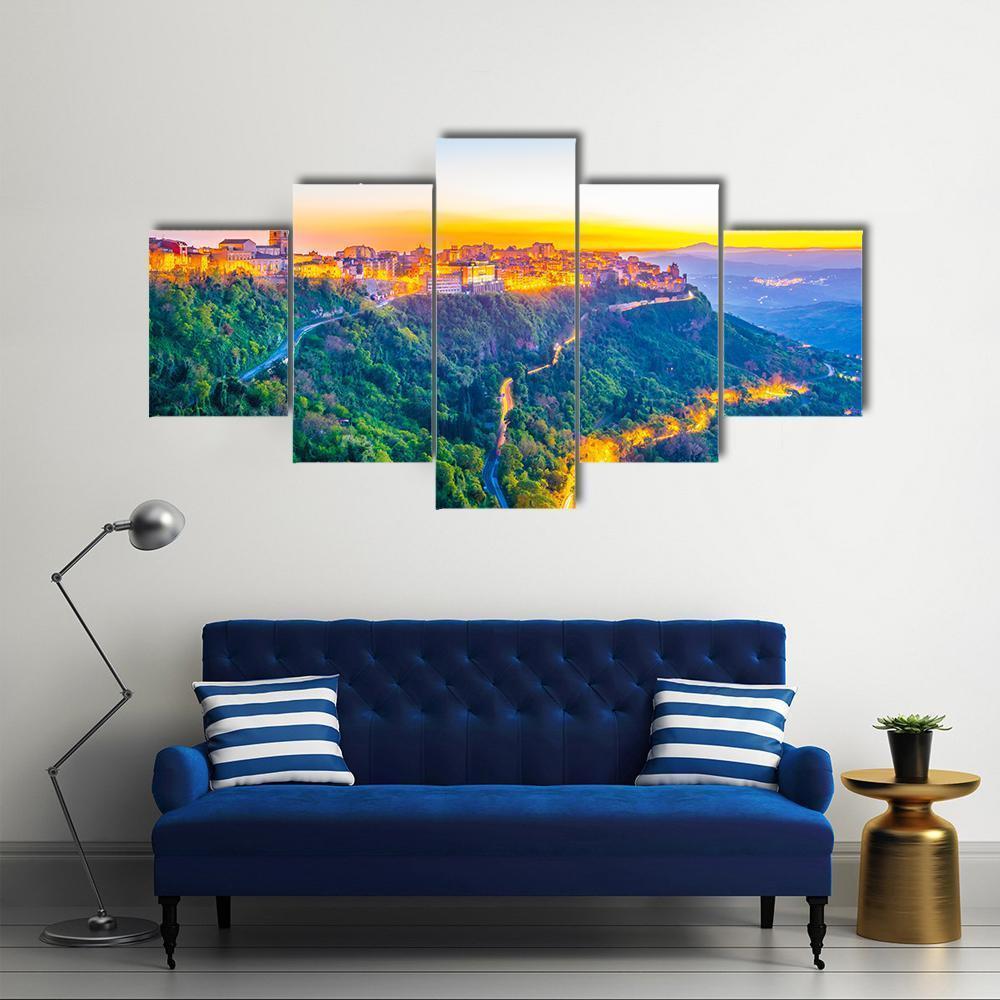 Enna Town In Sicily Canvas Wall Art-5 Star-Gallery Wrap-62" x 32"-Tiaracle