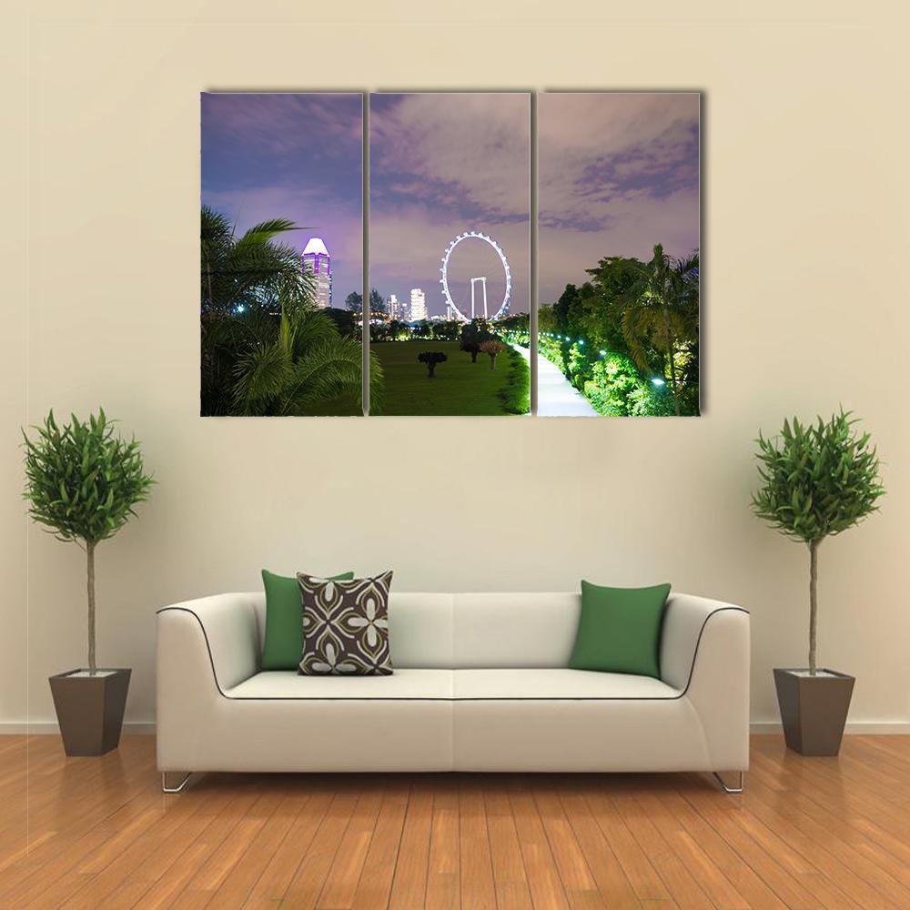 Night View Of Garden Singapore Canvas Wall Art-3 Horizontal-Gallery Wrap-37" x 24"-Tiaracle