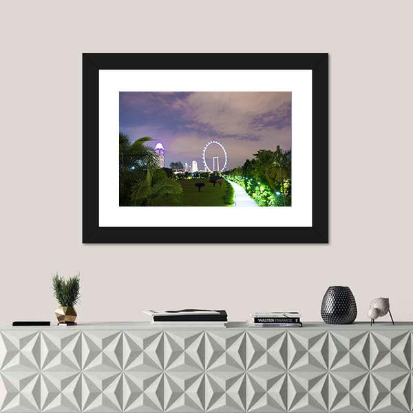 Night View Of Garden Singapore Canvas Wall Art-1 Piece-Framed Print-20" x 16"-Tiaracle