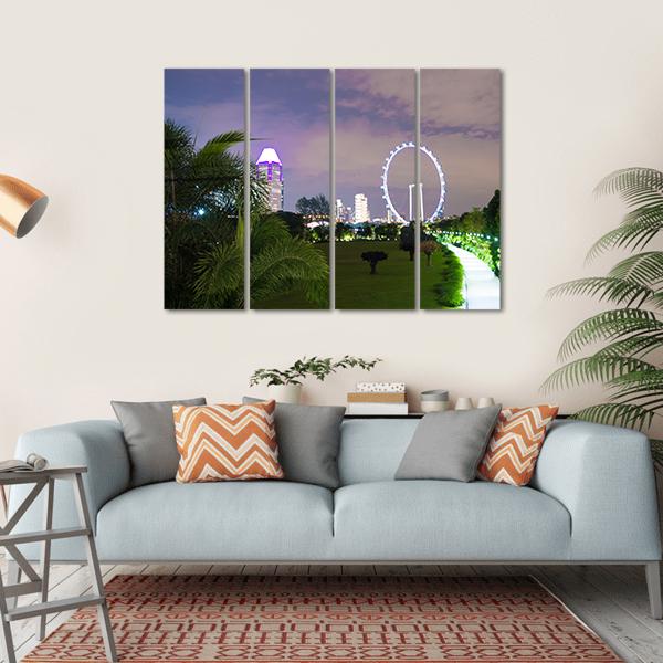 Night View Of Garden Singapore Canvas Wall Art-4 Horizontal-Gallery Wrap-34" x 24"-Tiaracle