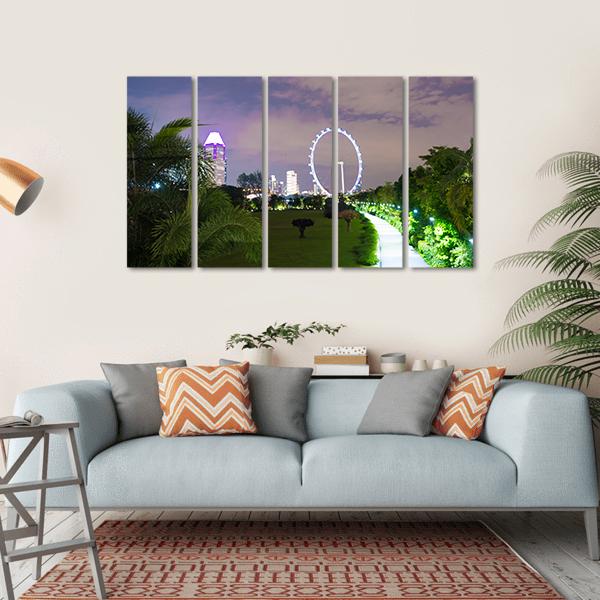 Night View Of Garden Singapore Canvas Wall Art-5 Horizontal-Gallery Wrap-22" x 12"-Tiaracle