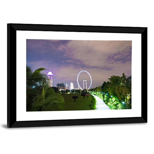 Night View Of Garden Singapore Canvas Wall Art-3 Horizontal-Gallery Wrap-25" x 16"-Tiaracle
