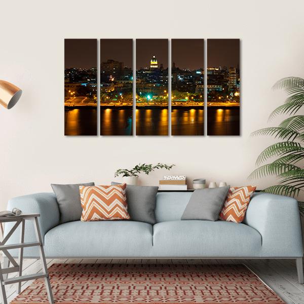 Night View Of Havana Canvas Wall Art-5 Horizontal-Gallery Wrap-22" x 12"-Tiaracle