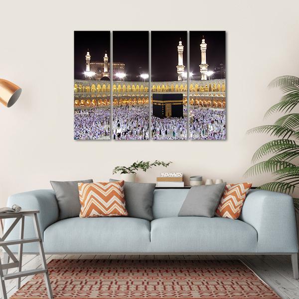 Night View Of Holy Kaaba Canvas Wall Art-4 Horizontal-Gallery Wrap-34" x 24"-Tiaracle