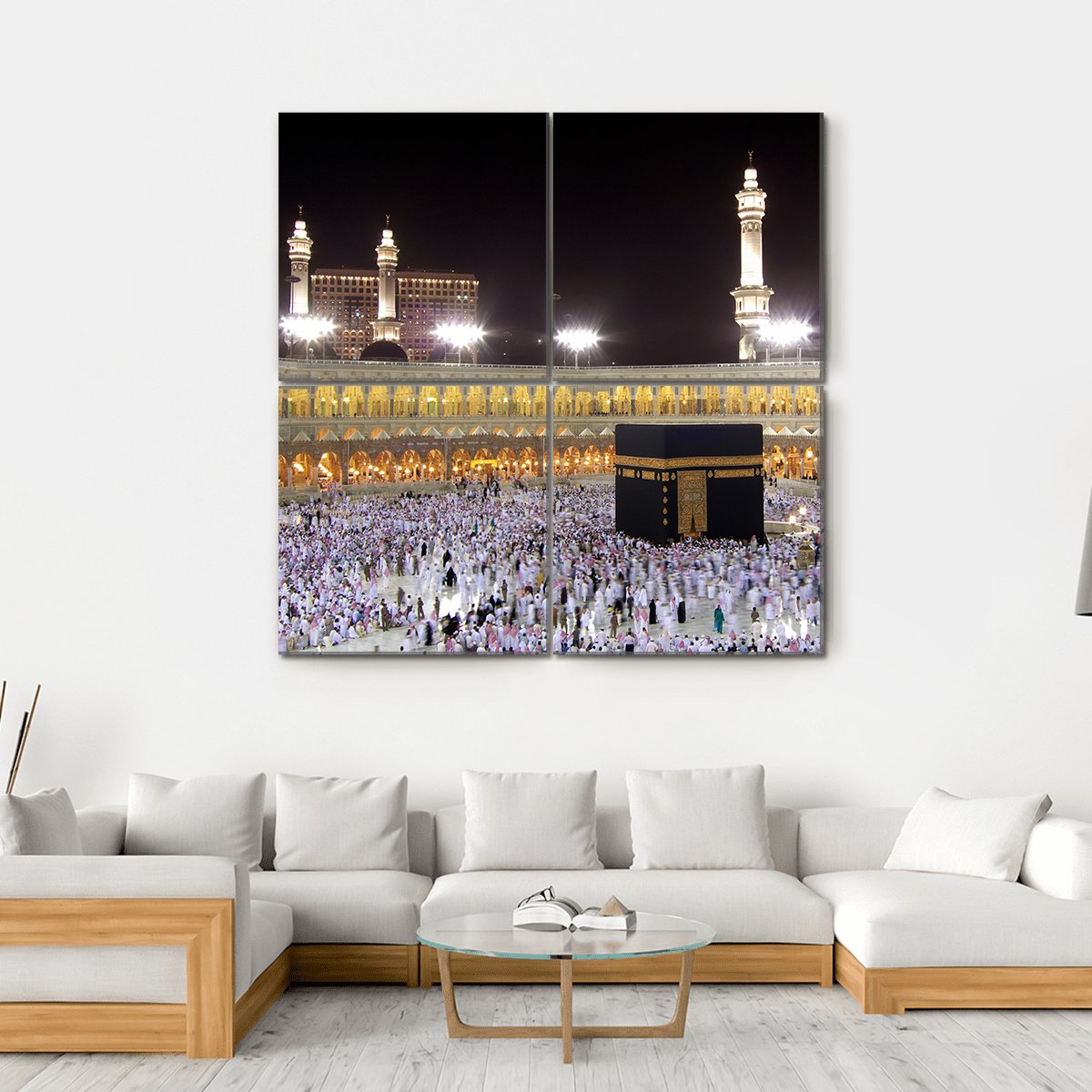 Night View Of Holy Kaaba Canvas Wall Art-4 Square-Gallery Wrap-17" x 17"-Tiaracle