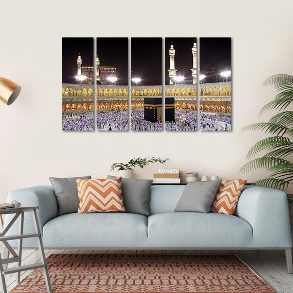 Night View Of Holy Kaaba Canvas Wall Art-5 Horizontal-Gallery Wrap-22" x 12"-Tiaracle