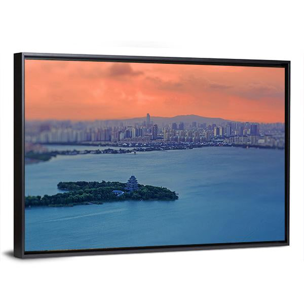 Night View Of Jinji Lake Canvas Wall Art-3 Horizontal-Gallery Wrap-25" x 16"-Tiaracle