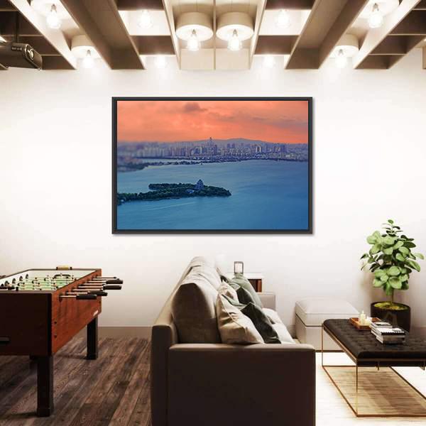 Night View Of Jinji Lake Canvas Wall Art-3 Horizontal-Gallery Wrap-25" x 16"-Tiaracle