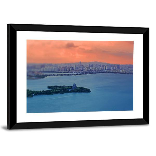 Night View Of Jinji Lake Canvas Wall Art-3 Horizontal-Gallery Wrap-25" x 16"-Tiaracle