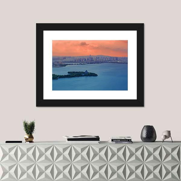 Night View Of Jinji Lake Canvas Wall Art-3 Horizontal-Gallery Wrap-25" x 16"-Tiaracle