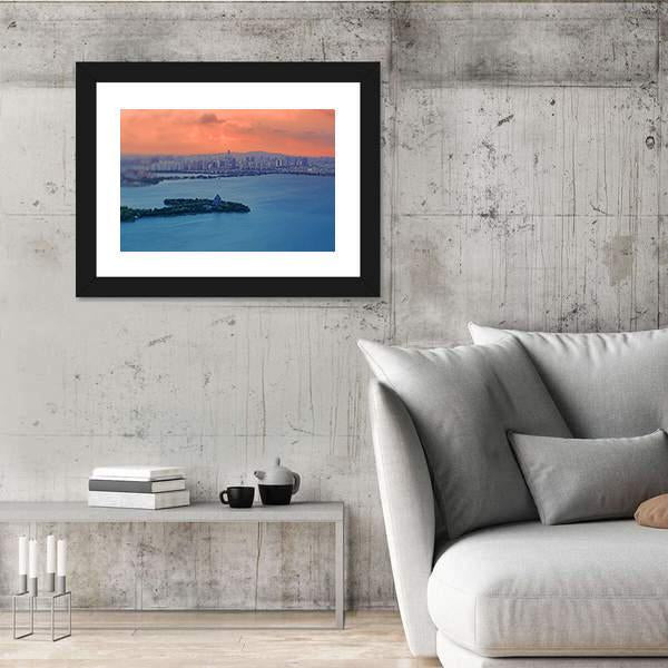 Night View Of Jinji Lake Canvas Wall Art-3 Horizontal-Gallery Wrap-25" x 16"-Tiaracle
