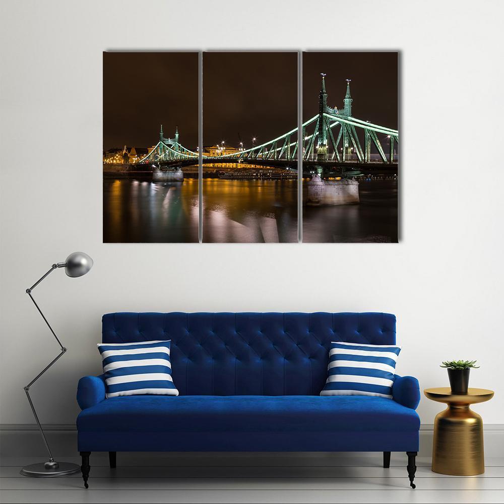 Liberty Bridge In Budapest Canvas Wall Art-3 Horizontal-Gallery Wrap-37" x 24"-Tiaracle