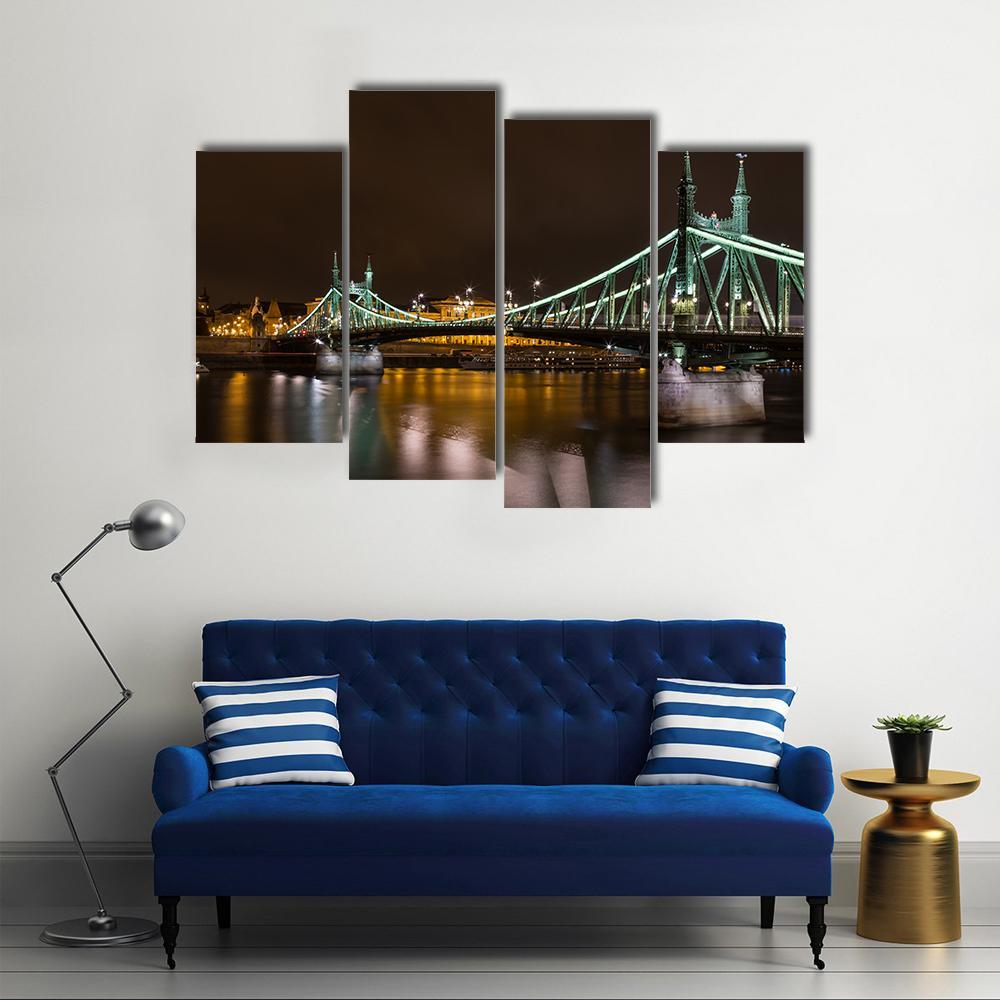 Liberty Bridge In Budapest Canvas Wall Art-4 Pop-Gallery Wrap-50" x 32"-Tiaracle