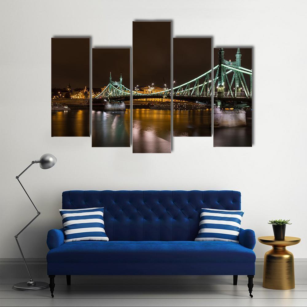 Liberty Bridge In Budapest Canvas Wall Art-5 Pop-Gallery Wrap-47" x 32"-Tiaracle