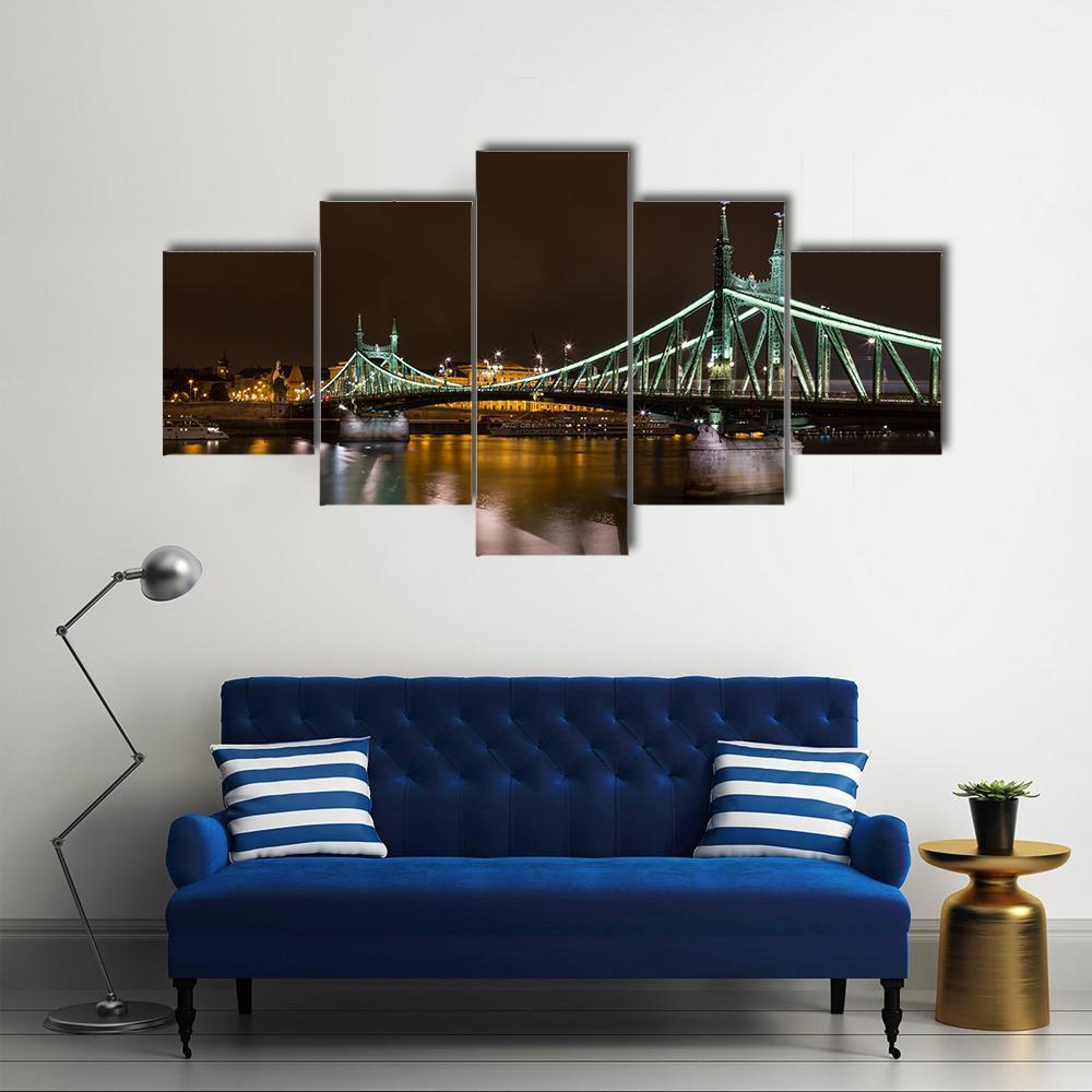 Liberty Bridge In Budapest Canvas Wall Art-5 Star-Gallery Wrap-62" x 32"-Tiaracle