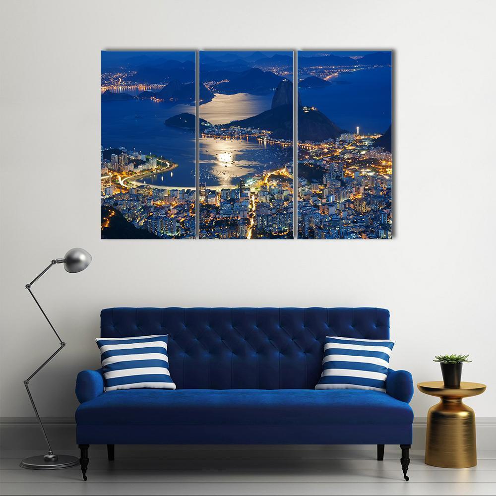 Mountain Sugar Loaf At Night Canvas Wall Art-3 Horizontal-Gallery Wrap-37" x 24"-Tiaracle