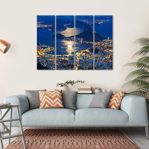 Mountain Sugar Loaf At Night Canvas Wall Art-4 Horizontal-Gallery Wrap-34" x 24"-Tiaracle