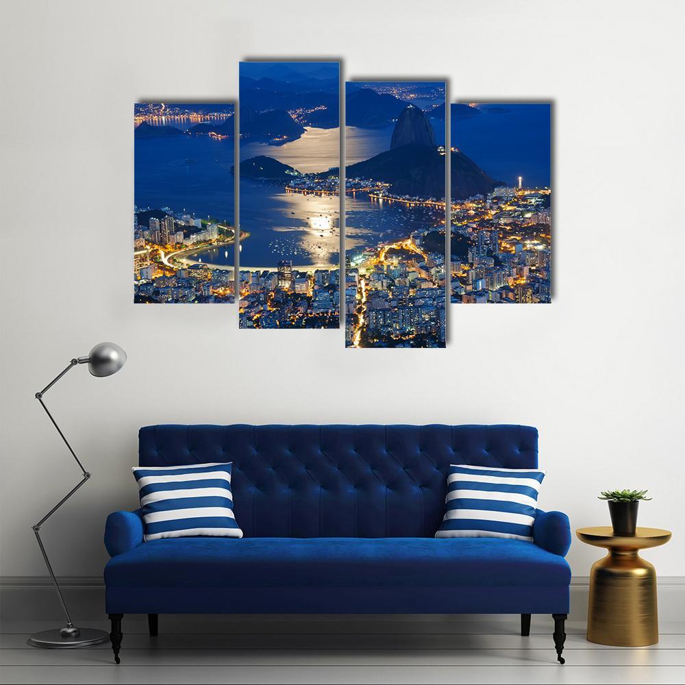 Mountain Sugar Loaf At Night Canvas Wall Art-4 Pop-Gallery Wrap-50" x 32"-Tiaracle