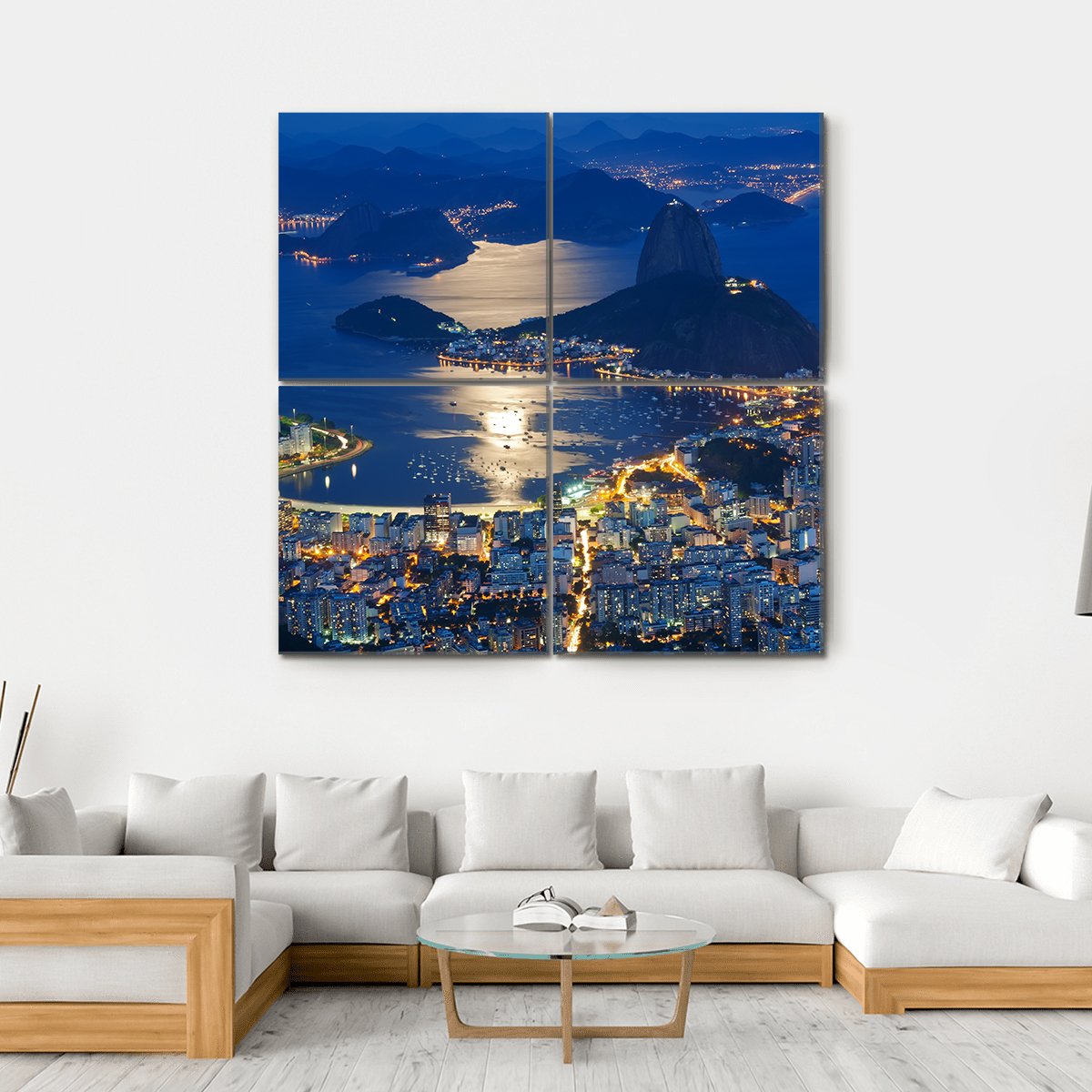 Mountain Sugar Loaf At Night Canvas Wall Art-4 Square-Gallery Wrap-17" x 17"-Tiaracle