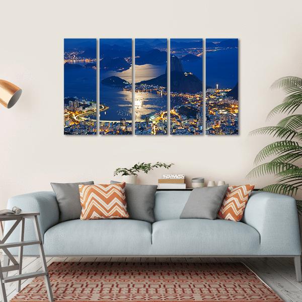 Mountain Sugar Loaf At Night Canvas Wall Art-5 Horizontal-Gallery Wrap-22" x 12"-Tiaracle