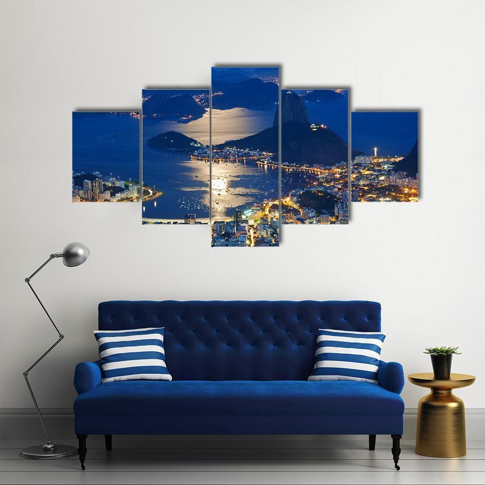 Mountain Sugar Loaf At Night Canvas Wall Art-5 Star-Gallery Wrap-62" x 32"-Tiaracle