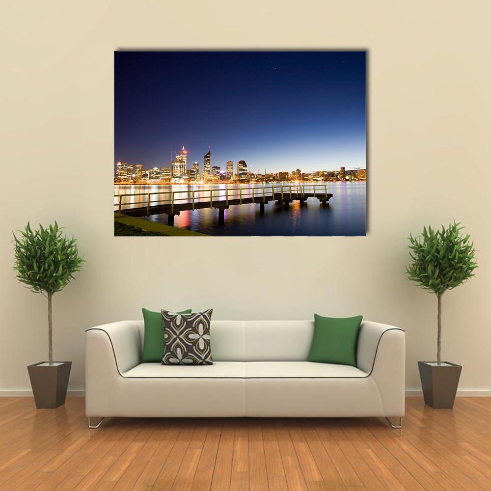 Perth City & River Canvas Wall Art-1 Piece-Gallery Wrap-48" x 32"-Tiaracle