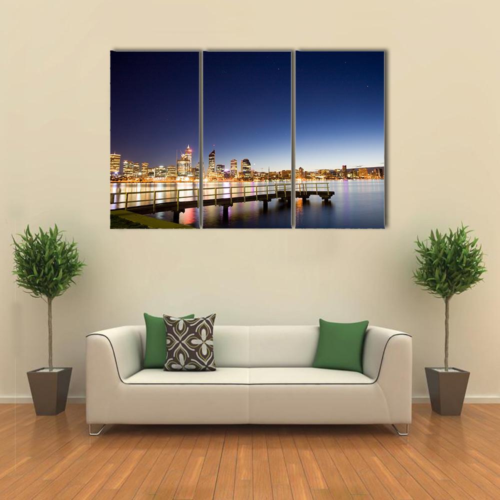 Perth City &amp; River Canvas Wall Art-3 Horizontal-Gallery Wrap-37" x 24"-Tiaracle