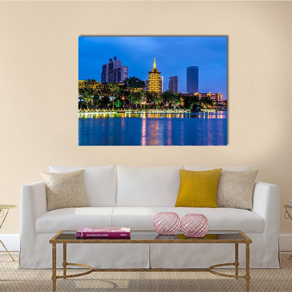 Qingjiangpu Building Huai'an Canvas Wall Art-5 Pop-Gallery Wrap-47" x 32"-Tiaracle