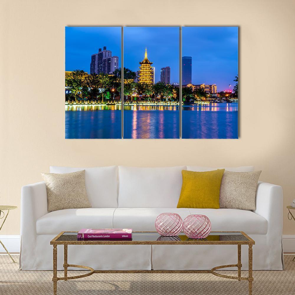 Qingjiangpu Building Huai'an Canvas Wall Art-3 Horizontal-Gallery Wrap-37" x 24"-Tiaracle